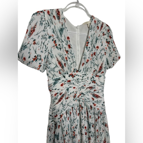 maje | Raison Pleated Dress White Floral 2 Medium - Picture 5 of 11